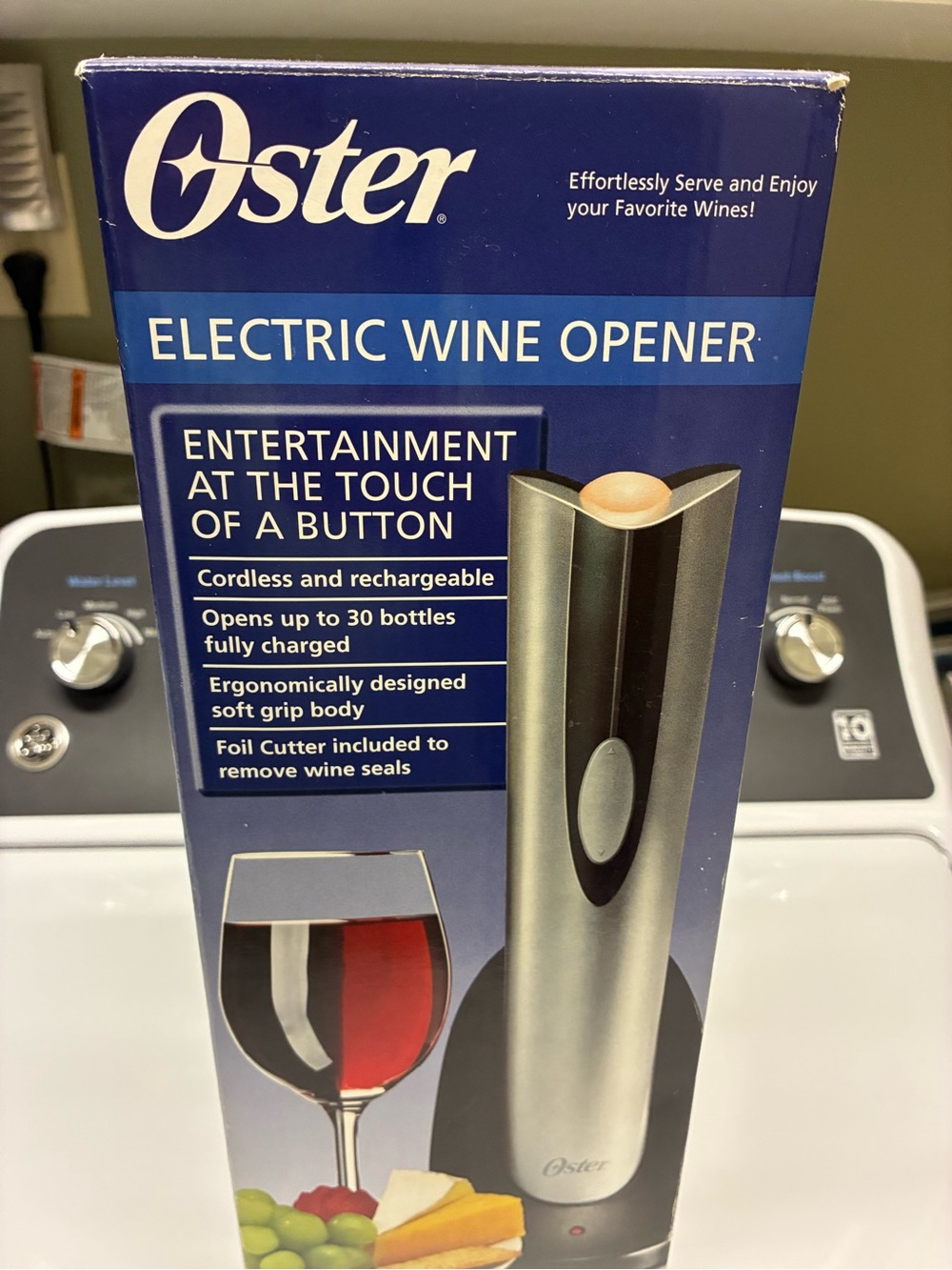 NWT never opened box Oster Silver and Black Electric Wine Opener